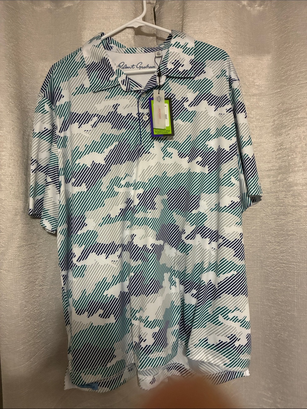Robert Graham Teal, Navy & White Camouflage Polo